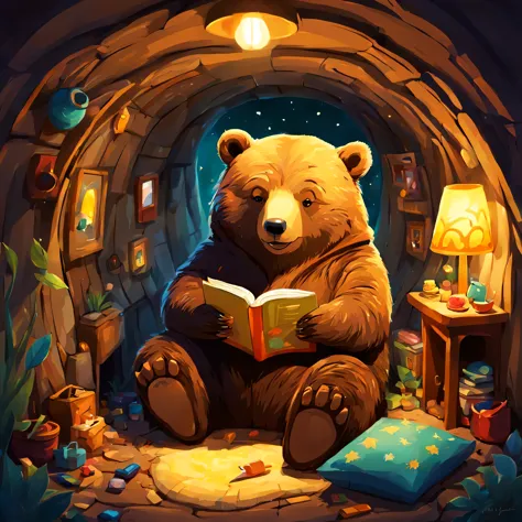 cutean illustration,underground:endures:in the hole,bear family:animal:hibernating:cute:nestle:sleep:comfortable and warm:looks ...