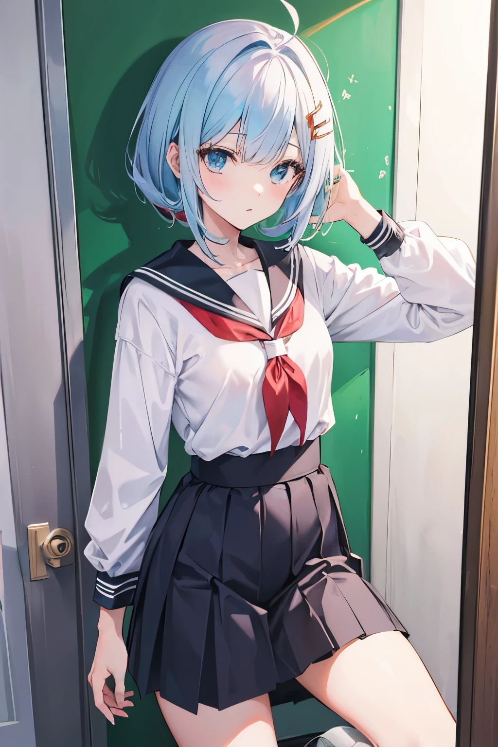 Anime girl in a school uniform posing for a picture - SeaArt AI