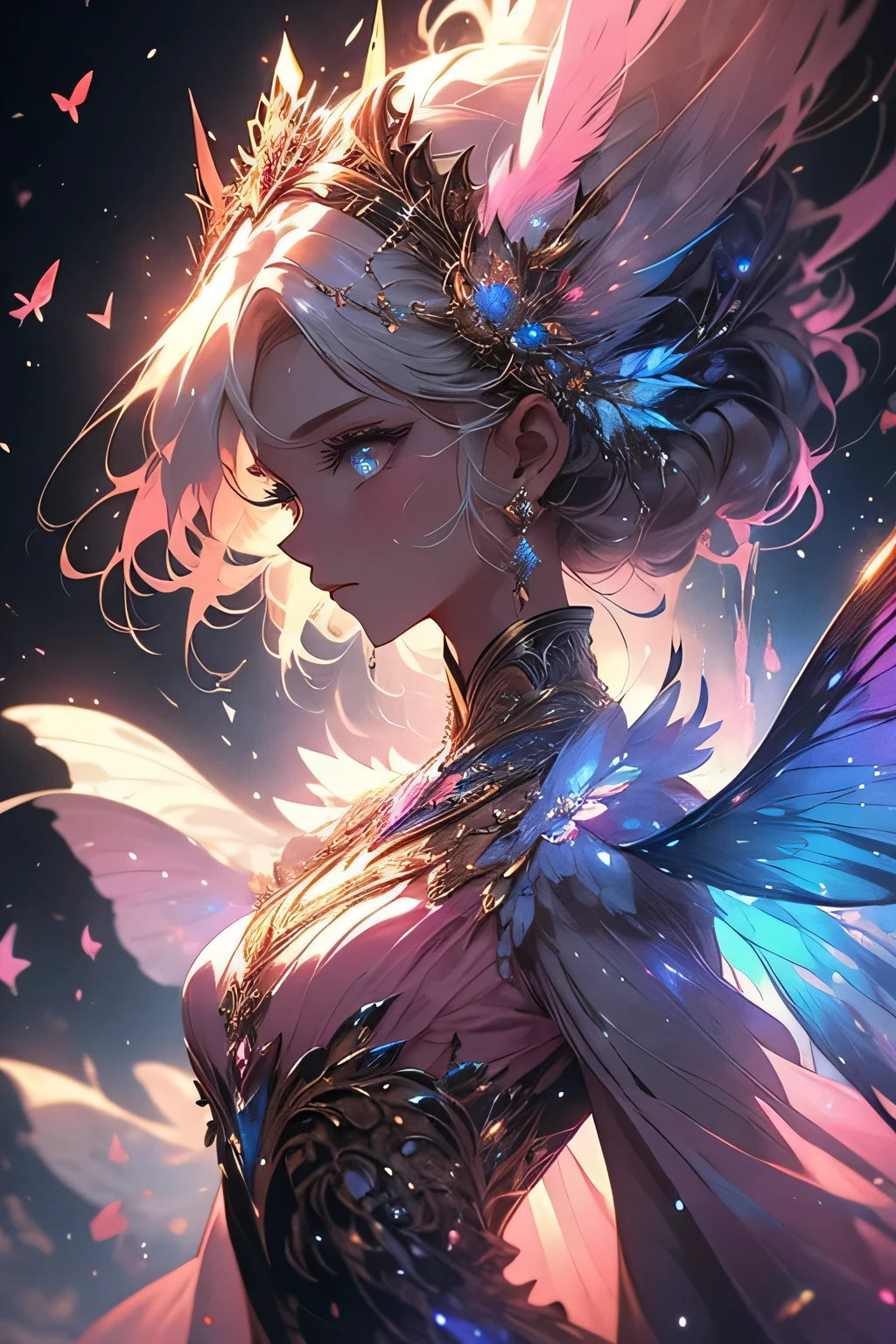 A woman with wings and a crown on her head - SeaArt AI