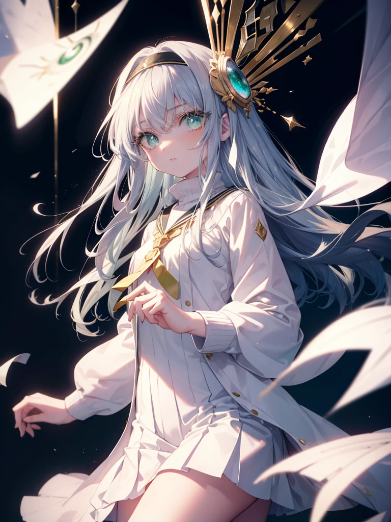 index, index　A Certain Magical Index, (green eyes:1.5), silver hair, long hair, (flat chest:1.2),White headband,Upper body, whole body,black sailor suit,white cardigan,black pleated skirt,white pantyhose,black loafers,city,Coming to school,(masterpiece:1.2), highest quality, High resolution, unity 8k wallpaper, (shape:0.8), (beautiful and detailed eyes:1.6), highly detailed face, highly detailed body,highly detailed hands,highly detailed fingers,Highly detailed feet,perfect lighting, Very detailed CG, (perfect hands, perfect anatomy),
