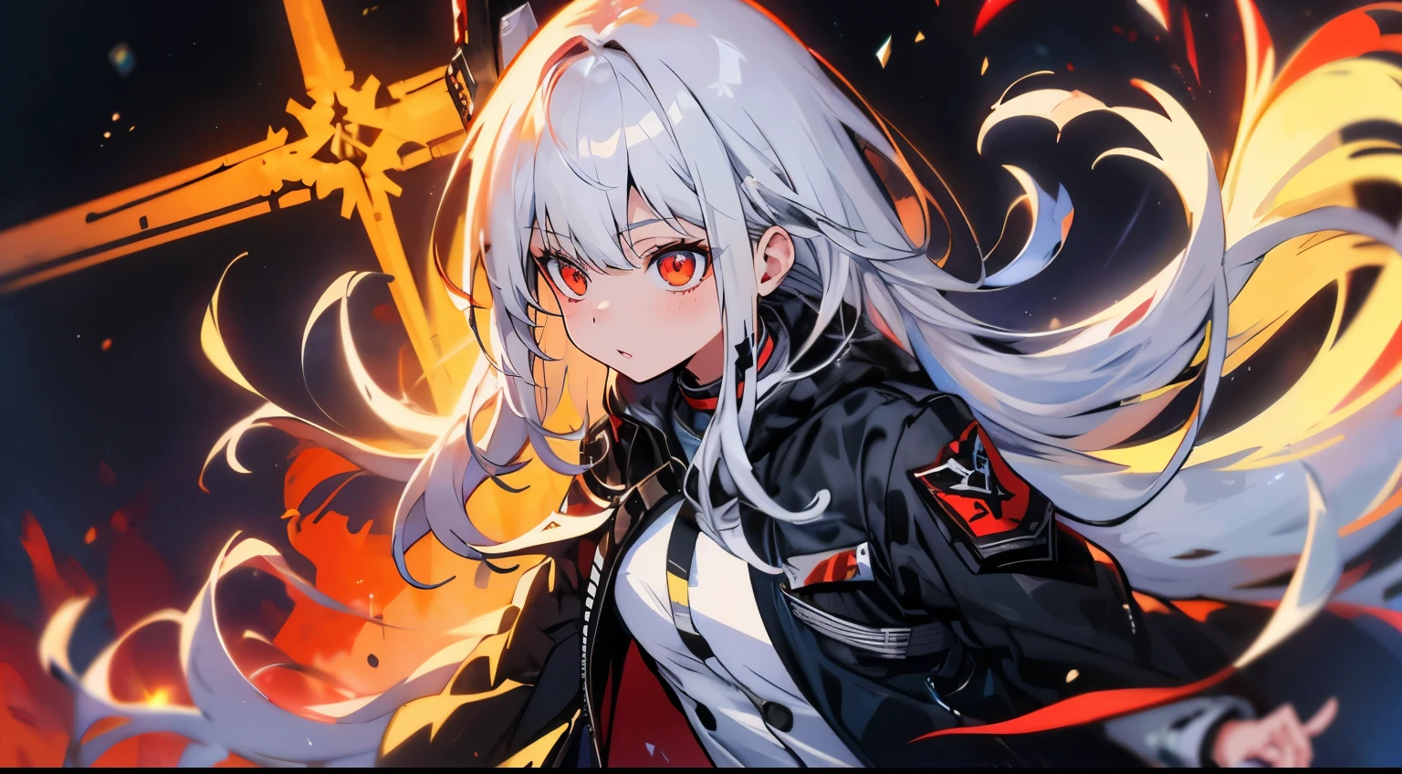 woman with long white hair and black jacket, Best Anime 4K Kona-chan Wallpaper, from girls frontline, girls frontline universe, Azur Lane characters, girls frontline style, girls frontline cg, Ayaka Genshin impact, girls frontline, azur lane style, small details. girls frontline, detailed anime character art, From Arknights