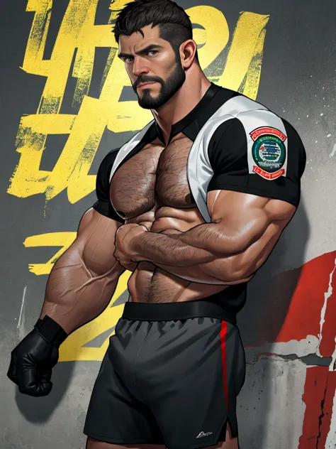 1 person, alone, 35 years old, chris redfield, 一个Handsome男人, boobgasm展示, (Inspired by the street fighting universe) (best qualit...