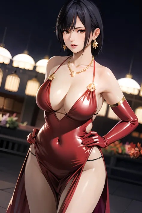 
nagisa, ultra realistic 8k cg, flawless, masterpiece, solo, 1girl, casino, rich, night dress, cutout, necklace, earring, golden, face focus, gleaming skin, elbow gloves, cleavage, shiny dress
