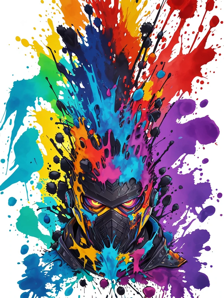 splash art, Fortnite style, portrait poster, ((White background)), ((Colorful ink splash style:1.5)), contour,Super detailed complex detailed, Unreal Engine,fantastic, intricate details, splash screen, complementary colors, fantasy concept art, 8K resolution, Abnormal Art Masterpiece, painting, Blow, Ink dripping