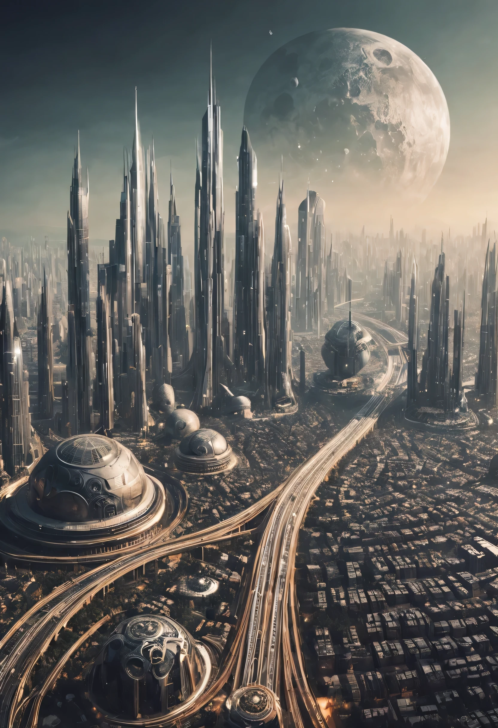 Vue de la ville futuriste. Éléments de cette image avec l&#39;aimable autorisation de la NASA