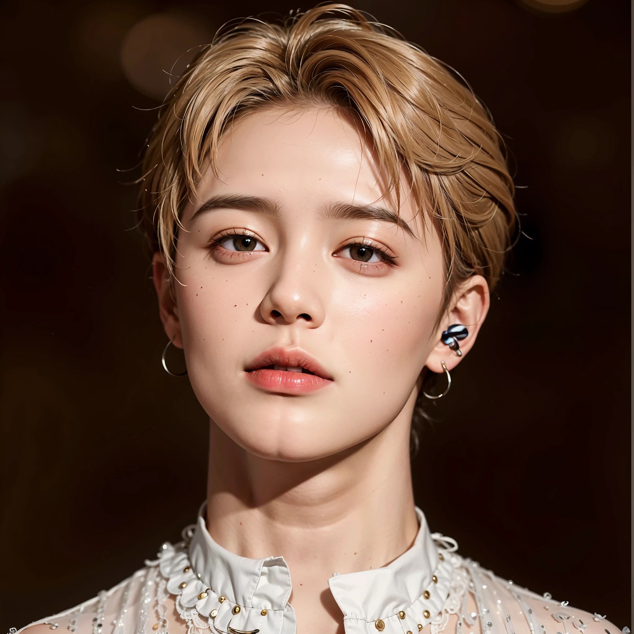 Un gros plan d&#39;une personne portant une chemise blanche et une cravate, Jimin\lèvres pleines, Jimin\le nez grec, Jimin, visage précis de Jimin, Jimin\sa paupière droite est enflée, Parc Jimin, Portrait d&#39;idole Kpop, retrato de Jimin de bts, Parc Jimin, inspirado en Parc Jimin, Jimin