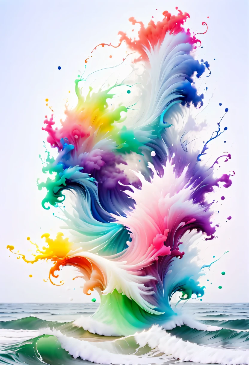 scribble art，ink splatter，Wild，splash ink painting，Abstraction，rich and colorful，Vague dreams，Dynamic energy,publish creation，visual impact,modern aesthetic,Elegant and simple,Contemporary interpretation,be bold,White background，lots of white space，