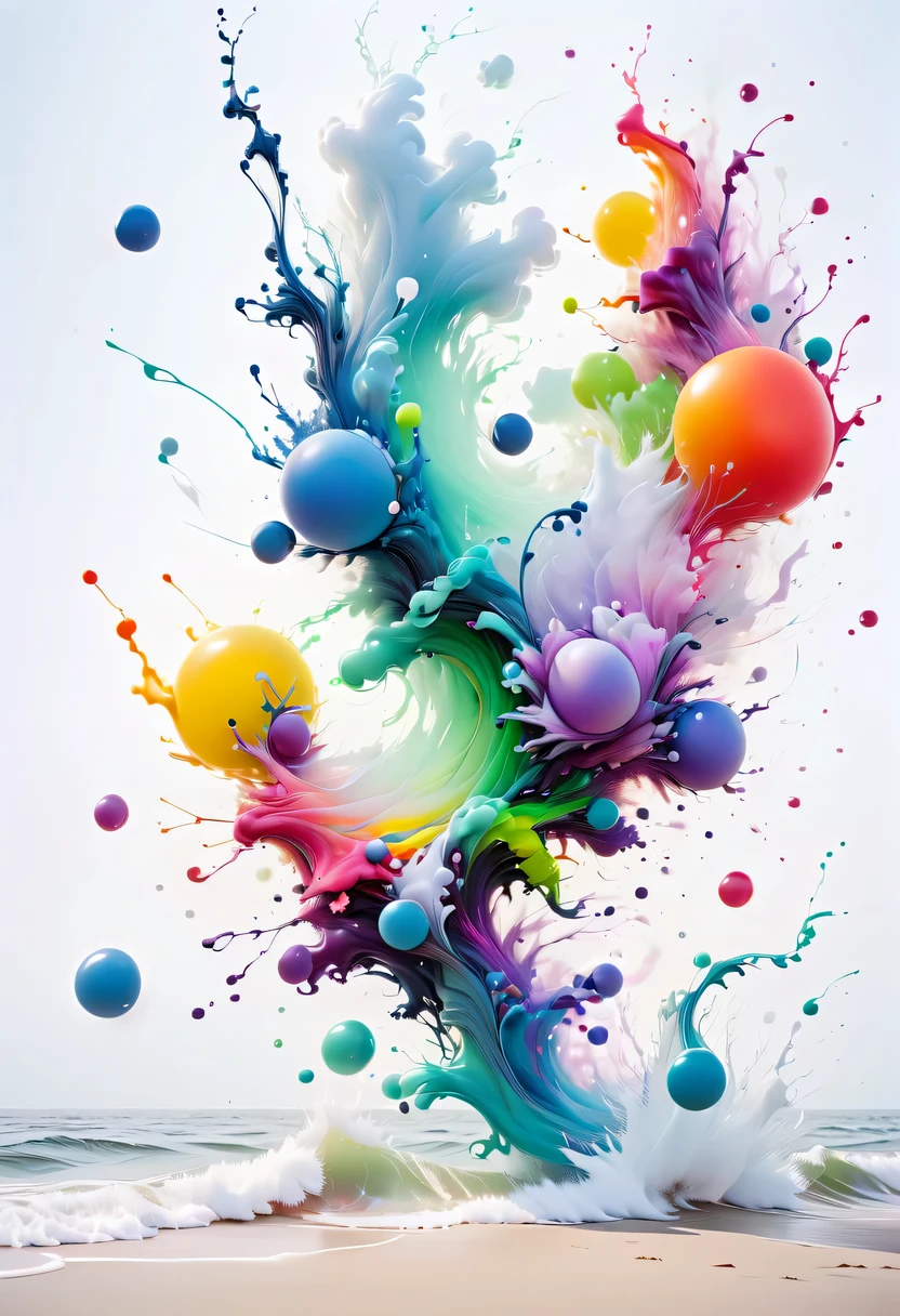 scribble art，ink splatter，Wild，splash ink painting，Abstraction，rich and colorful，Vague dreams，Dynamic energy,publish creation，visual impact,modern aesthetic,Elegant and simple,Contemporary interpretation,be bold,White background，lots of white space，