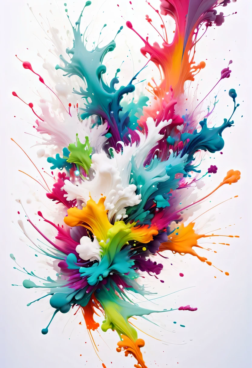 scribble art，ink splatter，Wild，splash ink painting，Abstraction，rich and colorful，Vague dreams，Dynamic energy,publish creation，visual impact,modern aesthetic,Elegant and simple,Contemporary interpretation,be bold,White background，lots of white space，