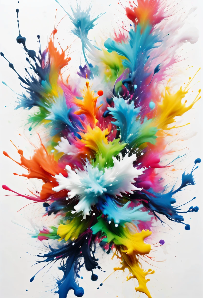scribble art，ink splatter，Wild，splash ink painting，Abstraction，rich and colorful，Vague dreams，Dynamic energy,publish creation，visual impact,modern aesthetic,Elegant and simple,Contemporary interpretation,be bold,White background，lots of white space，
