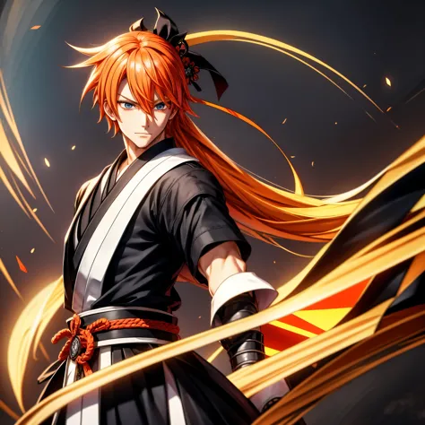 Ichigo-Kuroski Character ((Male)) , Orange Hair Ichigo Bleach style , One (( Samurai)) Bankai sword, Black Eyes , (( CUTE )) , O...