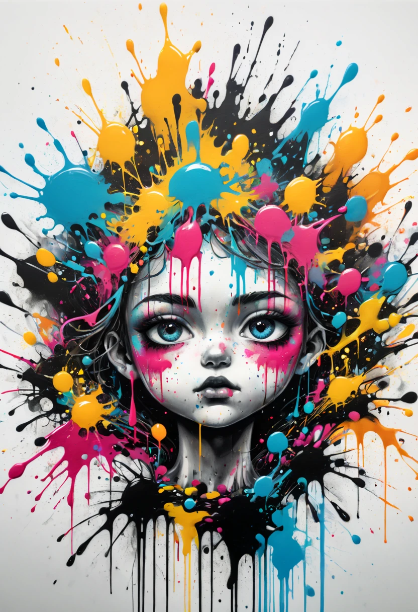 ink splash, paint splatter, Graffiti art, scribble art, whimsical, intricate, (best quality, masterpiece, Representative work, official art, Professional, 8k)