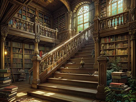 （（（masterpiece、Highest image quality、highest quality、highly detailed unity 8ｋwallpaper）））、（（（fantasy、grand library、Castle librar...