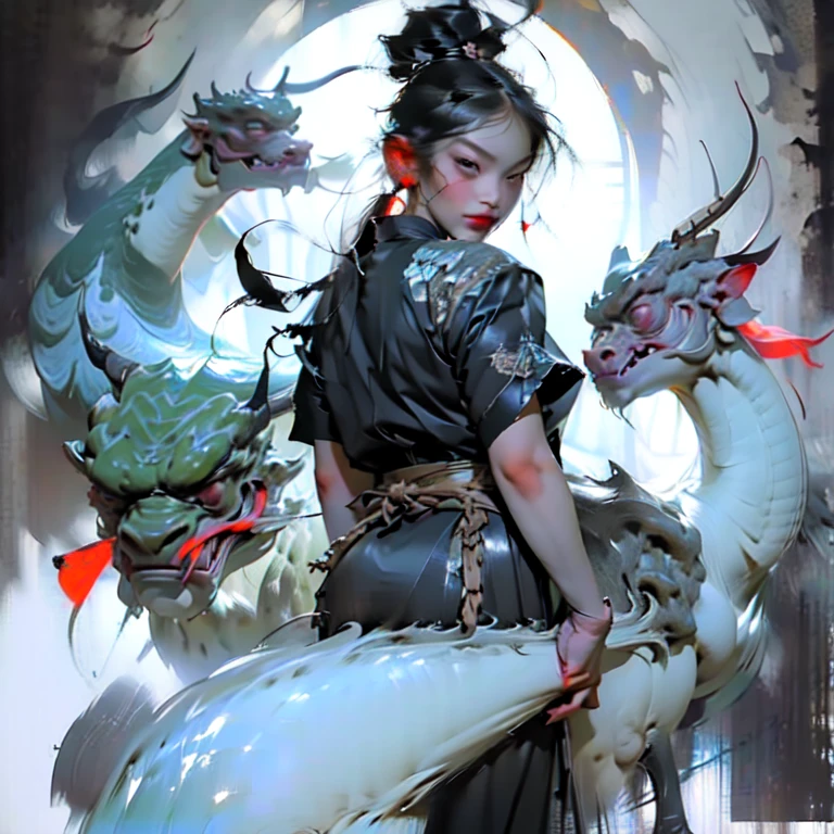 1_Le choc des Titans. Une démone sexy, (belle femme en tenue de cuir avec des ailes et une épée, Yang J., poêle chengwei sur artstation, cgsociety et fenghua zhong, Art fantastique numérique), inspiré de Fenghua Zhong, art de personnage épique et exquis, Victor Wang, Jason Chan, superbe société cg, belles images numériques, Lee Chanson). anges: (corps fort d&#39;une femme, Tête rasée de près, angle de lumière d&#39;un ange par derrière, caractère très fort, Anatomiquement correct proportions. Has un très beau corps féminin, Combat un terrible ennemi, est entouré de créatures démoniaques, et se livre, et flirte avec eux, un très beau corps féminin, Image démoniaque). 02_Techniques de peinture à l&#39;huile de la Haute Renaissance, maîtres de la Renaissance italienne; Titien, Véronèse, Rubens, Botticelli. C&#39;est une image sombre de la bataille d&#39;un ange guerrier contre des créatures démoniaques.. Une peinture à l’huile luxuriante aux larges traits, peau blanche comme neige au centre de la composition, et brutal, figures séduisantes de créatures démoniaques. Monstres sombres. Peinture de Bosch, histoires de Dante Alighieri, "Paradis divin de l&#39;enfer, cheveux noirs, Queue de cheval haute, dreadlocks, Détails élevés, Surréalisme, art Déco, clair-obscur, chef-d&#39;œuvre, Anatomiquement correct, peau texturée, Détails élevés, Haute qualité"