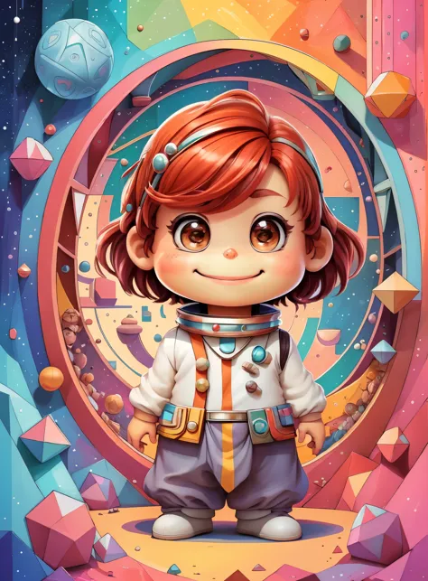 (nave espacial fofa sorrindo) munchkin, geometric multidimensional wall portrait, livro de arte, tchibi,
yang08k, lindo, colouri...