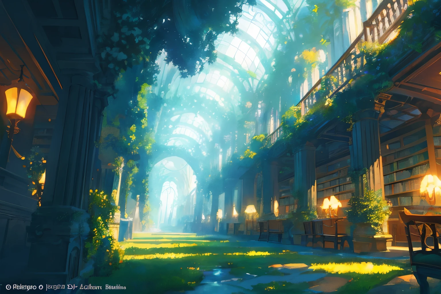 Create exquisite illustrations reminiscent of Makoto Shinkai's style, It has ultra-fine details and top-notch quality. Generate a high-quality illustration of a library perched atop a nostalgic giant tree, where a wandering girl is on an explorative journey. Craft a masterpiece with meticulous attention to detail, capturing the overall nostalgic and fantastical ambiance of the scene. Illustrate the subtle encroachment of plant life as it gradually engulfs the library, highlighting the enchanting atmosphere. Aim for the best possible quality, delivering a visually captivating and emotionally resonant composition best quality, masterpiece