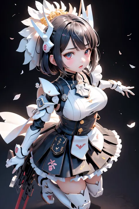 (highest quality)), ((masterpiece)), (very detailed: 1.3), 3D, {(japanese young girl)}, japanese girl wear gothic lolita clothes...