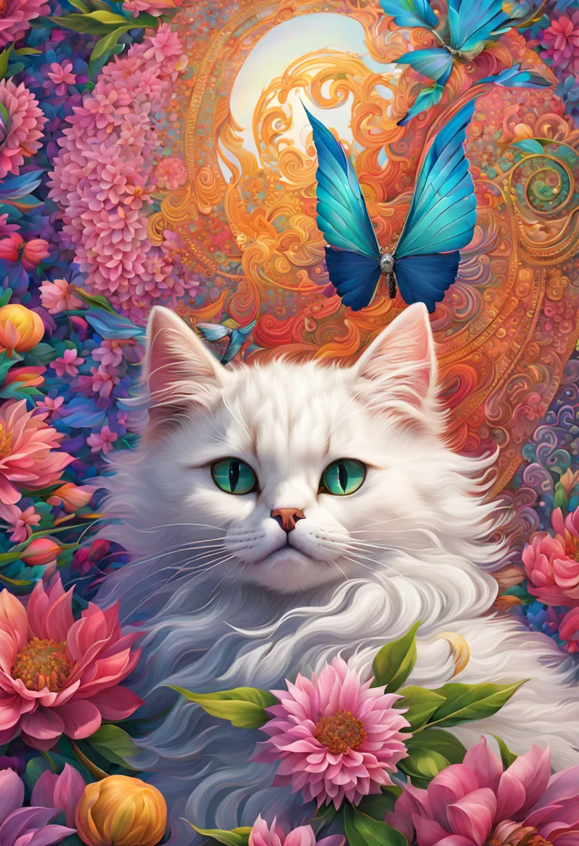 (masterpiece、最high quality、最high quality、official art、beautiful beautiful:1.2)、(1 cat:1.3), very detailed、(fractal art:1.1)、(col...