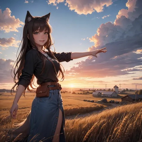 masterpiece, best quality, (vibrant colors, hdr,)
((holo)), large breasts, spice and wolf,  1girl, animal ears wolf ears, wolf g...