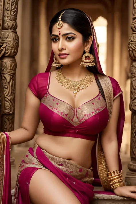 ((best quality)), ((masterpiece)), (detailed), perfect face

a young stunning gorgeous village plus size woman in golden saree p...