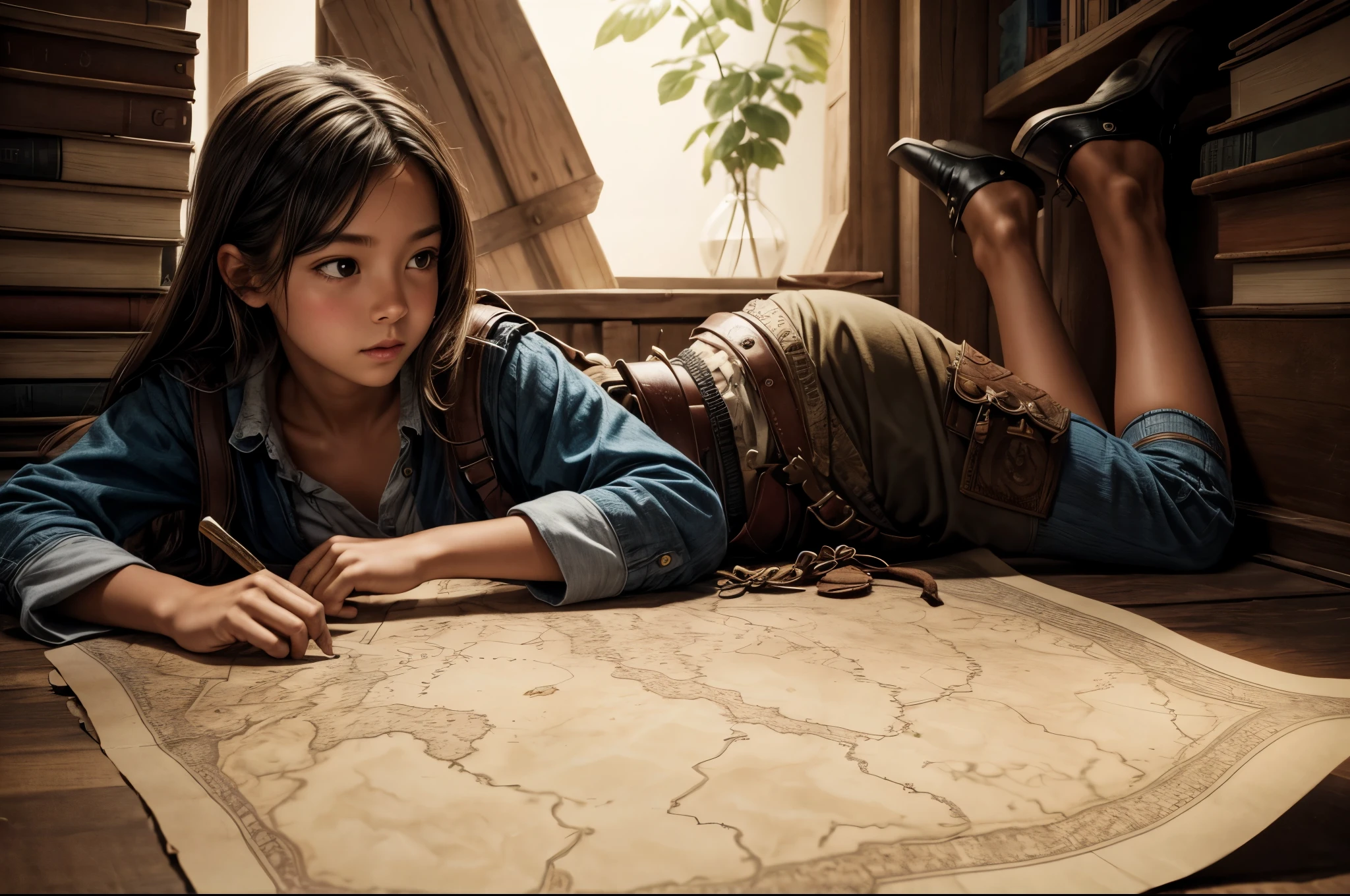 A girl exploring based on a treasure map