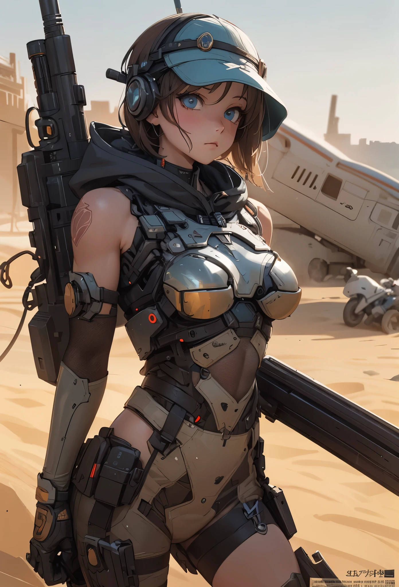 ((Highly accurate drawing in every detail)Extremely precise depiction)[High resolution],(detailed illustrations,Very fine and detailed drawing,Delicate drawn lines with tempo,Realistic texture expression),[color traced main line],(Martian battlefield [Desert Ruins]),[独奏],hentai ((アニメ) BIONICGirl) Beauty (14 years old))((muscular)) [SKINNY],cyborg [MACHINEARMY Mobile Infantry Military],Bullet belt [Hood cloak [Brute knife]] [Heavy Mace [javelin]] [[Shells Mortars Grenades]],gravure [[cat fight]] Battle Damage,[retro future],(intricate and beautiful decoration [Dense detail]),(Fine and beautiful skin expression [transparency]),Precisely drawn eyes[Perfect eyes detailed(Iris drawn in minute detail)(Beautiful eyes like jewels)],[eyes light[Pinpoint lighting for the eyes]],[long and beautiful eyelashes],[precisely drawn hair [Beautiful and lustrous hair detailed]],(Perfectly hand detailed [Beautiful fingers with no damage [beautiful nails]]),(perfect anatomy(perfectly balanced proportions))[[full body portrait]],[[Design built to the highest level]][ideal color coordination(Accurate simulation of light and material interactions)],([Precision Detail](detailed,高fine)),[Visual art that tells a story],((highest quality)fine[[High density drawing]])(4K Quality).