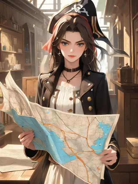 masterpiece, a pirate holding maps