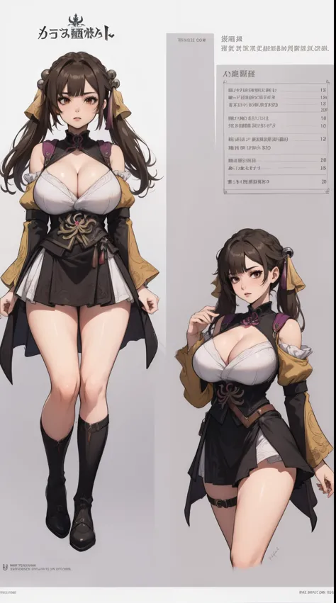 girl, solo, full body, from head to toe, standing, (Huge_Breasts:1.3),

Character Design Sheet, character reference sheet, character turn around,

sushang, dress, twin tail hair, twin tail, brown hair, cleavage, short skirt, sexy pose, pose, sexy 