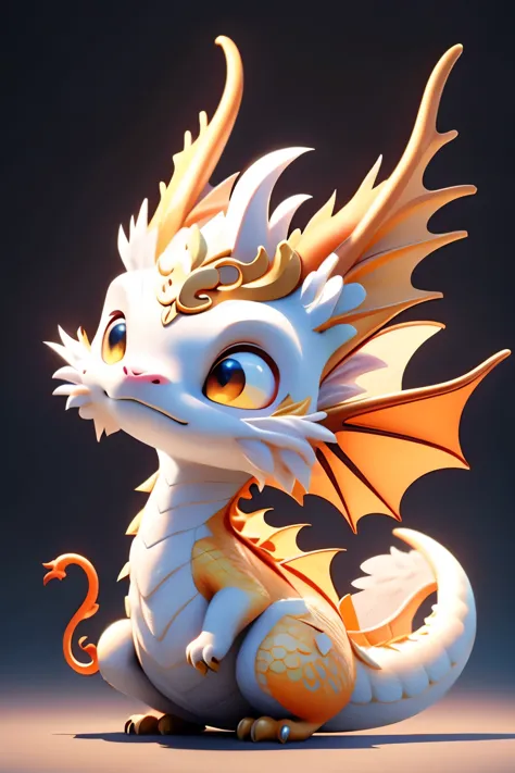 there is a small yellow dragon sitting on a colorful surface,  has white hair on its head, cute little dragon, newly hatched dragon, adorable digital painting, soft delicate draconic features, golden dragon, dra the dragon, smooth chinese dragon, cute deta...