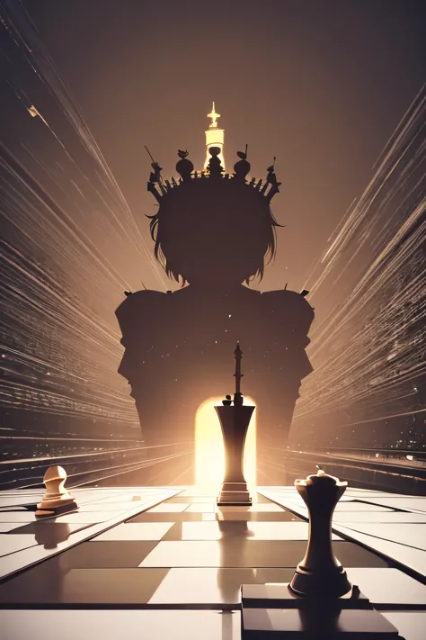 Silhouette of businessman push pawn chess piece to checkmate the king with falling down black and white