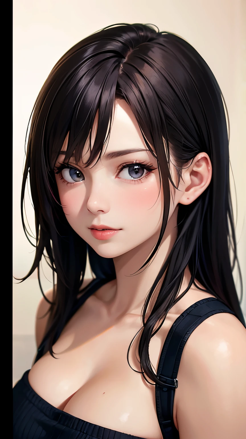 Anime girl with long black hair and big breast - SeaArt AI