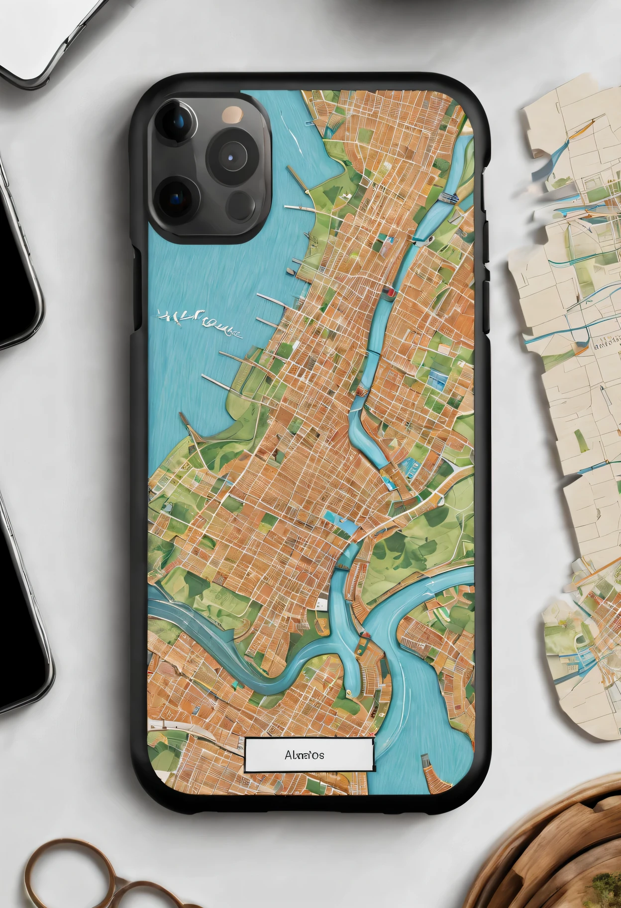 Tips for generating a stable diffuse image of a sticker on a phone case can be as follows: Map on mobile phone case,Phone case design,Map map,Illustrated map (best quality,4K,8k,high resolution,masterpiece:1.2),Super detailed,(actual,photoactual,photo-actual:1.37),bright colors,sharp focus,Physically based rendering,Creative,hand drawn style,detailed landscape,city View,geographical features,street name,Popular landmarks,customizable Phone case design,Cartography,Exquisite details,A unique perspective,Mobile phone accessories,travel inspiration,A map lover&#39;s dream