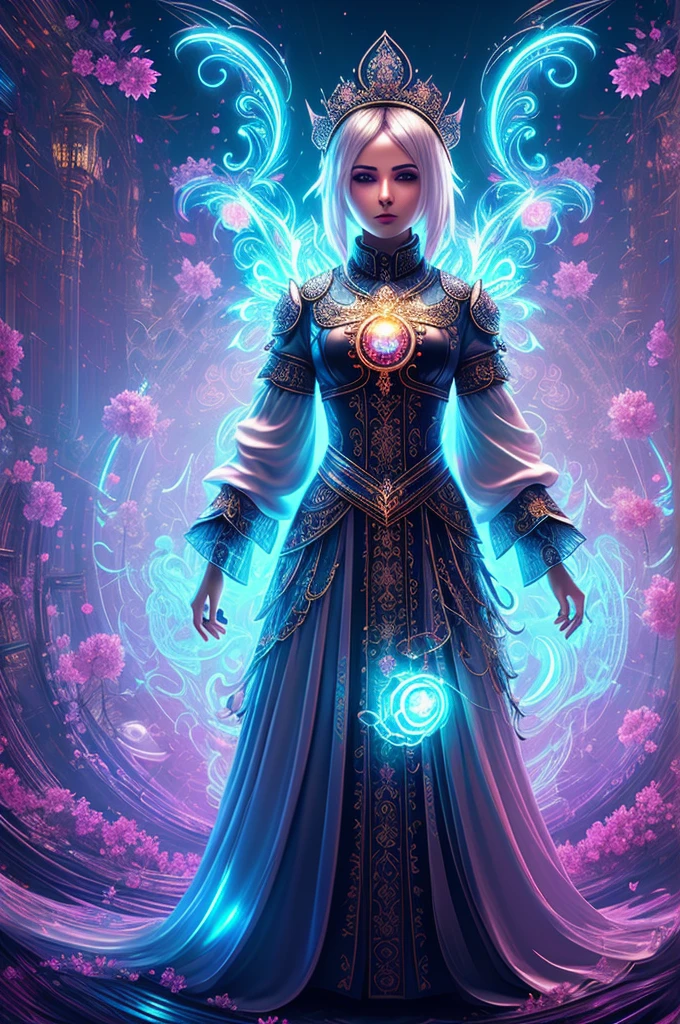 art by anne stokes,mandy disher, "highly detailed & intricate professional photography of an adorable friendly chibi ghost in a sheet composed of translucent Electroluminescent jelly; wearing flowers like the 1970s; Abstract concept art; 8k resolution; a trending masterpiece on Artstation; Captured in vivid triadic colors using Unreal Engine 5 and Octane for CG Society, the image is a surreal feast for the eyes", luminism, ultra highly detailed, 32 k, complex background, dynamic lighting, lights, digital painting, intricated pose, highly detailed intricated