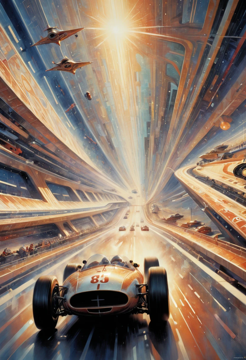 Racing Map, futurism, by Drew Struzan, (best quality, masterpiece, Representative work, official art, Professional, 8k)