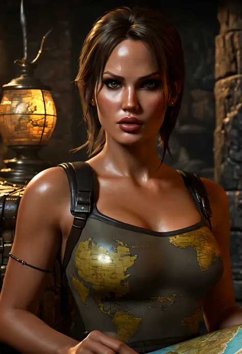 best quality,4k,8k,highres,masterpiece:1.2,ultra-detailed,realistic,(photorealistic:1.37),portraits,lara croft,sexy mini dress,(...