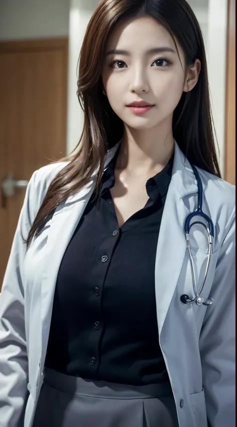 写実的な美しい医師驚くほど美しいです医師の白衣 襟付きのシャツ 最高品質 K k傑作nffsw 超A high resolution フォトリアル