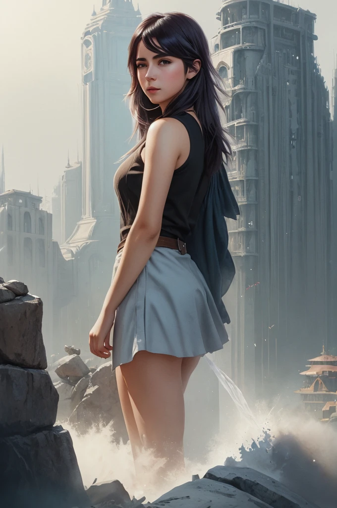 Personnage féminin perdu dans ses pensées, fusion de styles de Greg Rutkowski, Loïsh, rhads, bip, Makoto Shinkai, Lois van Baarle, Ilya Kouvshinov, rossdessine, Tom Bagshaw, Alphonse Mucha, enveloppé dans un environnement riche en détails avec une illumination globale, Moteur irréel, environnement détaillé et complexe, peinture numérique.