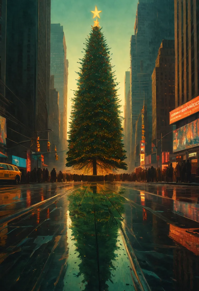 Ray tracing: A Christmas tree was born in the forest,
She grew up in the forest
Slim in winter and summer,
It was green and now ...