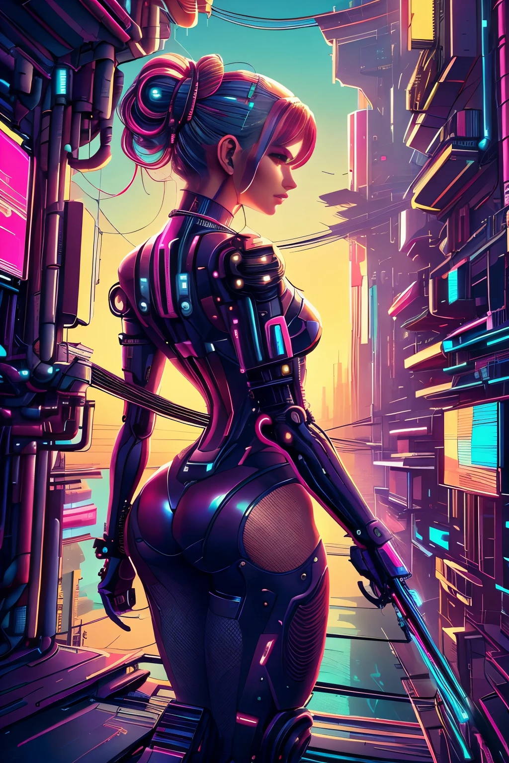 A woman in a futuristic suit standing in a futuristic city - SeaArt AI