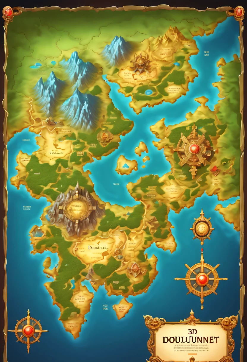surrounded by borders，Map of Douluo Continent，3D，fantasy，myth，Mark treasure location