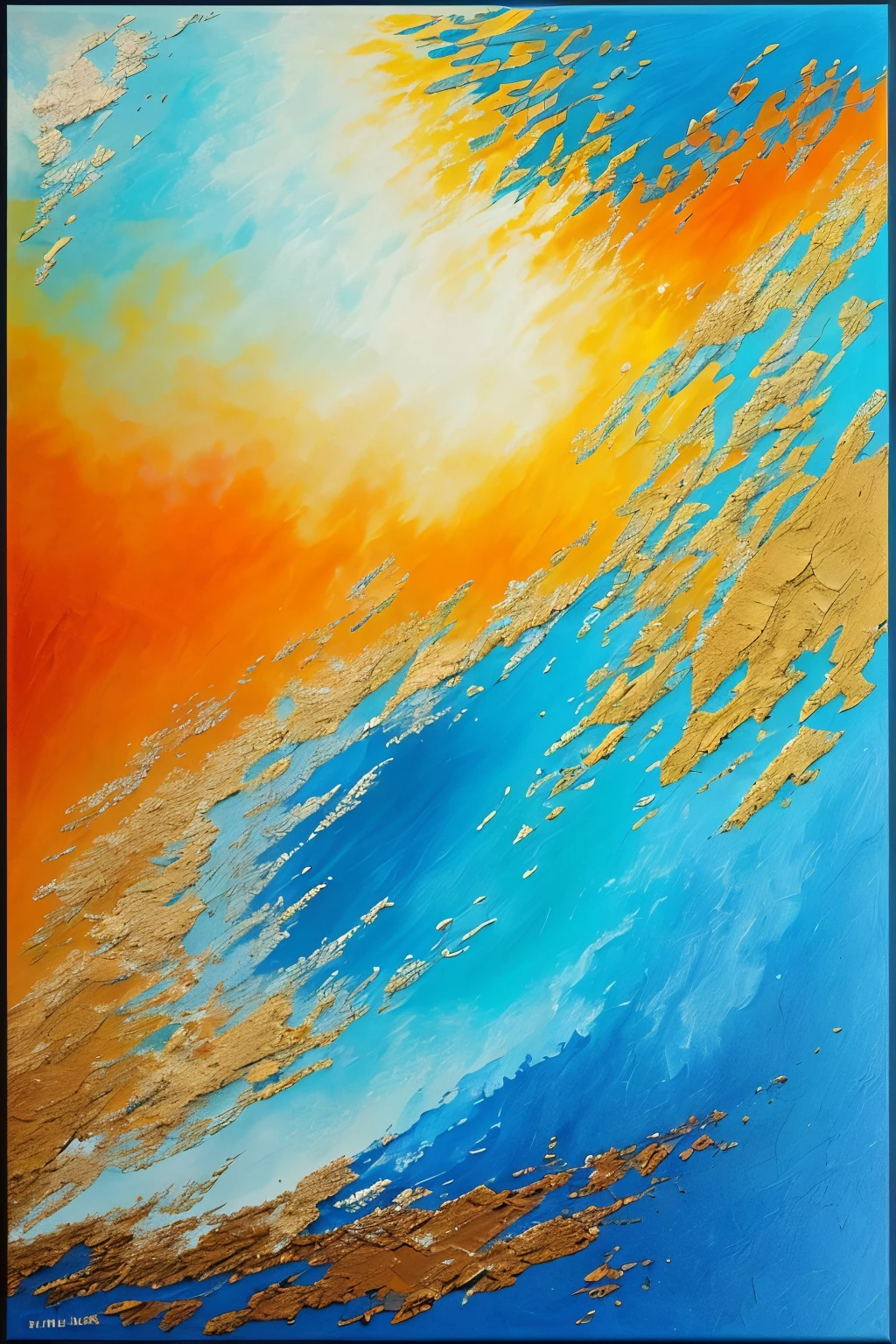 A painting of a painting of a sunset with a blue sky - SeaArt AI