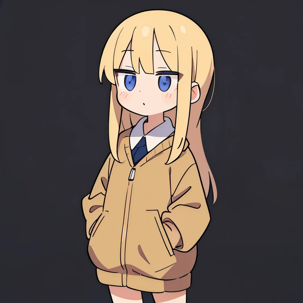 Anime girl with blonde hair and blue eyes in a brown jacket - SeaArt AI