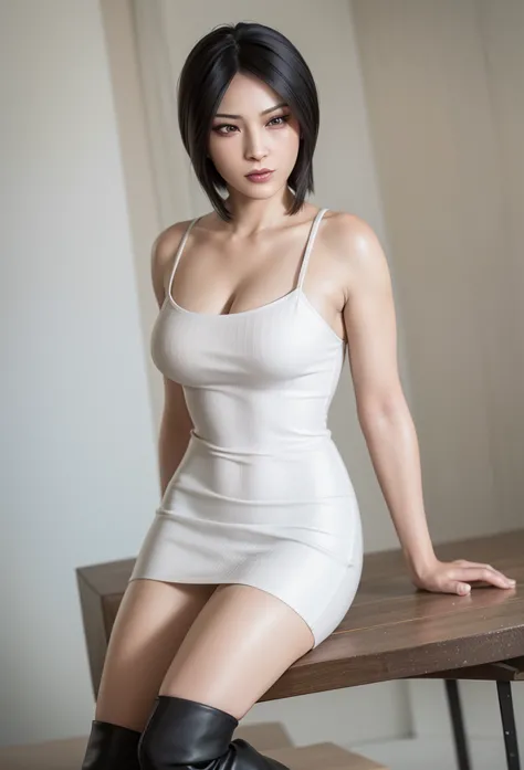 best quality,ultra-detailed,realistic:1.37,Ada Wong,perfectly symmetrical face,ultra-realistic texture,flawless body,detailed fa...