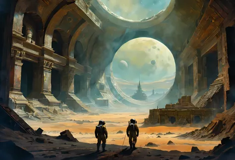  Soviet sci-fi space punk Soviet cosmonauts and archaeologists study the dust-covered ruins of an unknown civilization, found by...