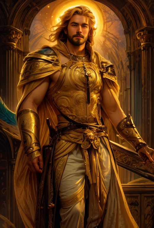 um retrato de(( um homem belo como os Deuses )) com barba, ((peitoral forte e largo)), pernas fortes e musculosasin high definition, em 8K de ((um homem)) de 18 anos, (( Homem)), Deus do Mar, Deus do Oceano, Lúthien, arte de deus, Deus da mitologia grega, Deus da Lua, Deus do amor e da paz, deus bonito, Mitologia do Deus da Terra, o deus Eros, Um retrato impressionante de um deus, Frank Kelly Freas, Estilo Karol Bak, ((rosto bonito)), Ultradefinição, melhor qualidade, 32k ultra , Ultra HD