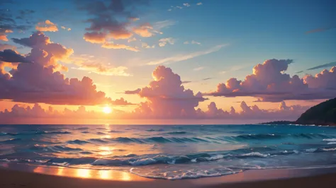 8K、masterpiece、beautiful detailed shine、sunset、Ocean