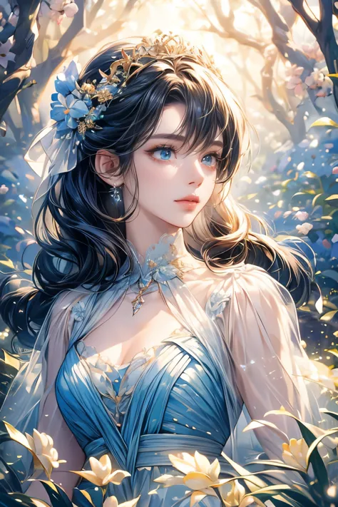 (best quality:1.4),(masterpiece:1.4),ultra-high resolution,8k,CG,(exquisite:1.2),upper body,1 girl,solitary,Thumbelina,little pr...