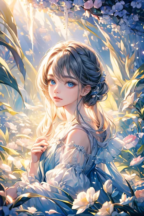 (best quality:1.4),(masterpiece:1.4),ultra-high resolution,8k,CG,(exquisite:1.2),upper body,1 girl,solitary,Thumbelina,little pr...