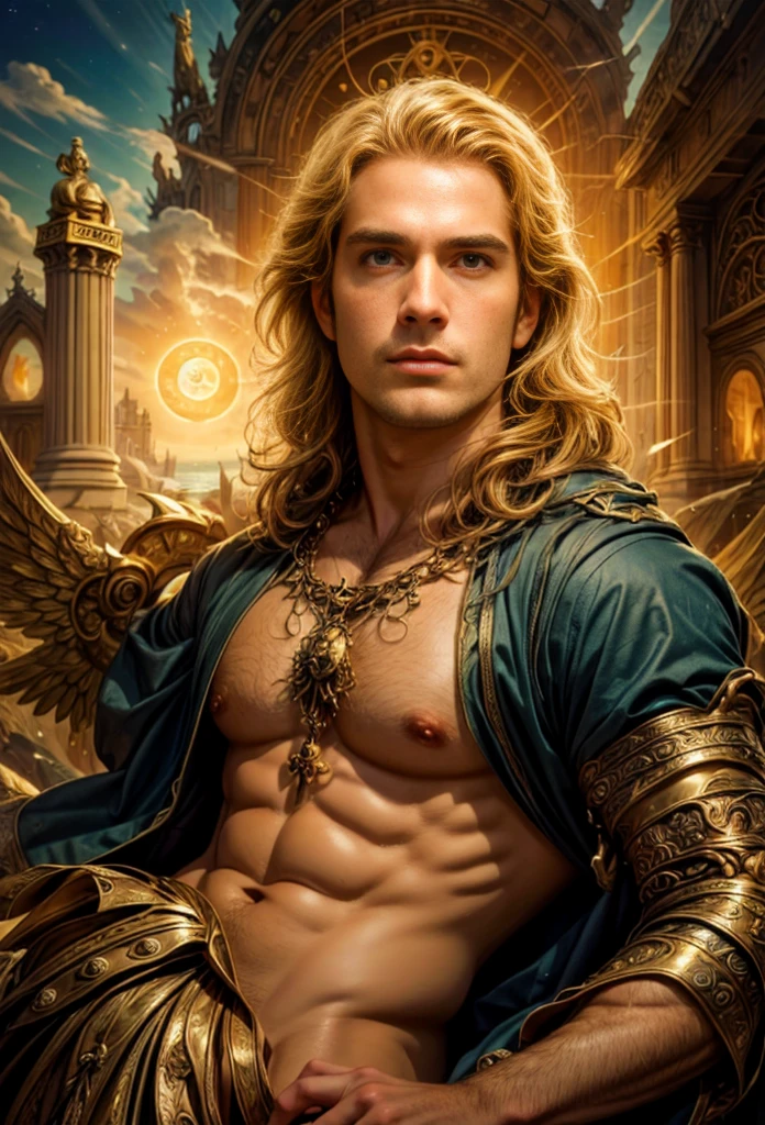 um retrato de(( um homem belo como os Deuses )), ((peitoral forte e largo)), pernas fortes e musculosasin high definition, em 8K de ((um homem)) de 18 anos, (( Homem)), Deus do Mar, Deus do Oceano, Luthien, arte de deus, Deus da mitologia grega, Deus da Lua, Deus do amor e da paz, deus bonito, Mitologia do Deus da Terra, o deus Eros, Um retrato impressionante de um deus, Frank Kelly Freas, Estilo Karol Bak, ((beautiful face)), Ultra Definition, melhor qualidade, 32k ultra , Ultra HD