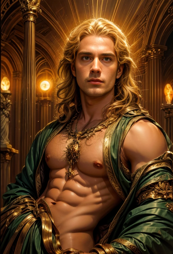 um retrato de(( um homem belo como os Deuses )), ((peitoral forte e largo)), pernas fortes e musculosasin high definition, em 8K de ((um homem)) de 18 anos, (( Homem)), Deus do Mar, Deus do Oceano, Luthien, arte de deus, Deus da mitologia grega, Deus da Lua, Deus do amor e da paz, deus bonito, Mitologia do Deus da Terra, o deus Eros, Um retrato impressionante de um deus, Frank Kelly Freas, Estilo Karol Bak, ((beautiful face)), Ultra Definition, melhor qualidade, 32k ultra , Ultra HD